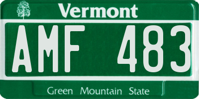 VT license plate AMF483