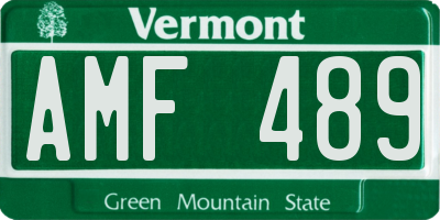 VT license plate AMF489
