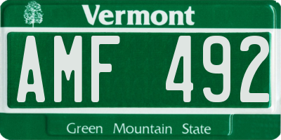 VT license plate AMF492