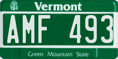 VT license plate AMF493