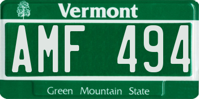 VT license plate AMF494