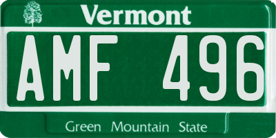 VT license plate AMF496