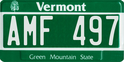 VT license plate AMF497