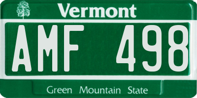 VT license plate AMF498