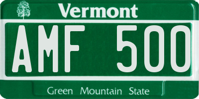 VT license plate AMF500