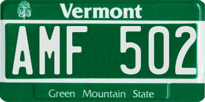 VT license plate AMF502