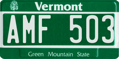 VT license plate AMF503