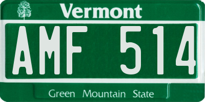 VT license plate AMF514