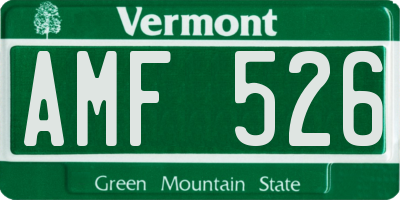 VT license plate AMF526