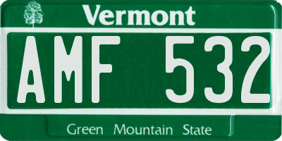 VT license plate AMF532
