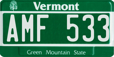 VT license plate AMF533