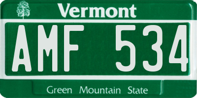 VT license plate AMF534