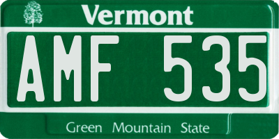 VT license plate AMF535