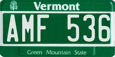 VT license plate AMF536