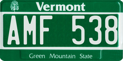 VT license plate AMF538