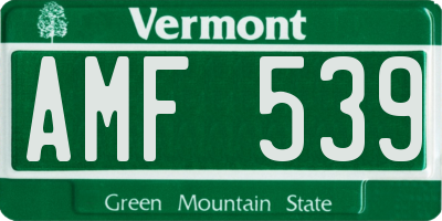VT license plate AMF539