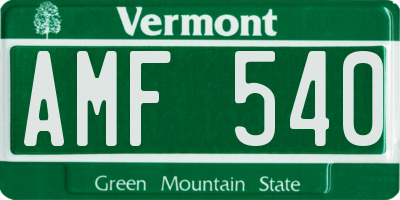 VT license plate AMF540