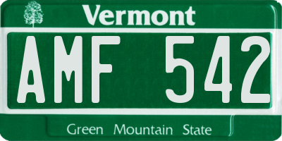 VT license plate AMF542