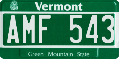 VT license plate AMF543