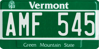 VT license plate AMF545