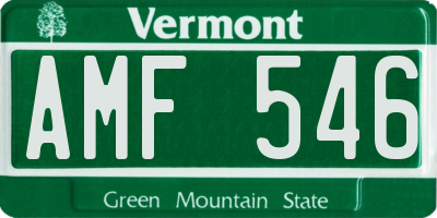 VT license plate AMF546