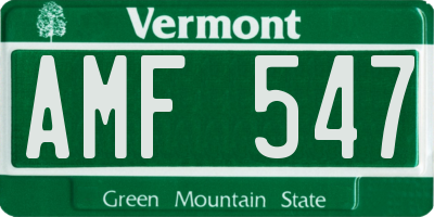 VT license plate AMF547