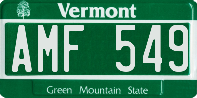 VT license plate AMF549