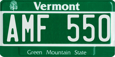 VT license plate AMF550