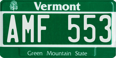 VT license plate AMF553