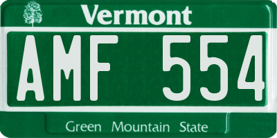VT license plate AMF554
