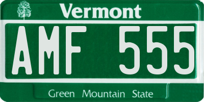 VT license plate AMF555
