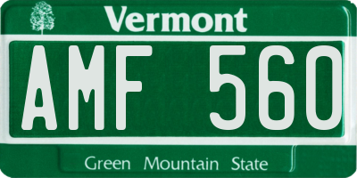 VT license plate AMF560