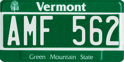VT license plate AMF562