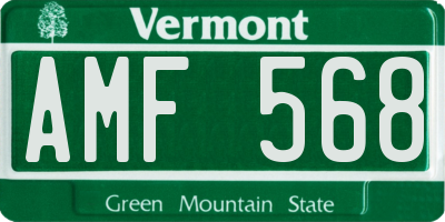 VT license plate AMF568