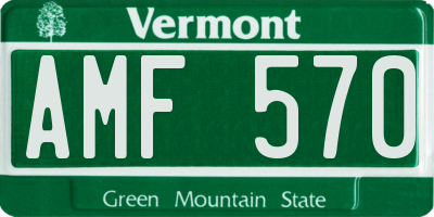 VT license plate AMF570
