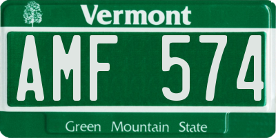 VT license plate AMF574