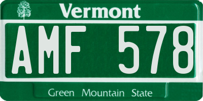 VT license plate AMF578