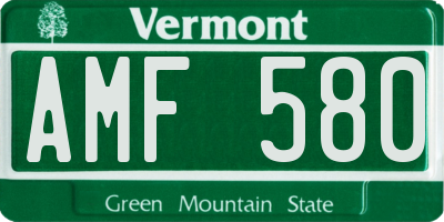 VT license plate AMF580