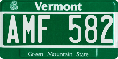 VT license plate AMF582