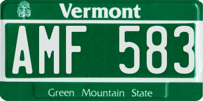 VT license plate AMF583