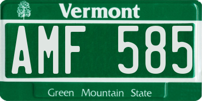 VT license plate AMF585