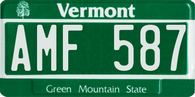 VT license plate AMF587