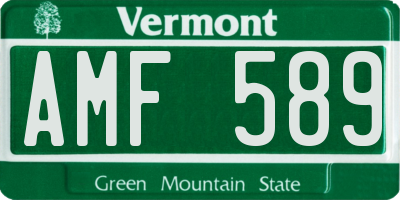 VT license plate AMF589
