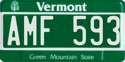 VT license plate AMF593