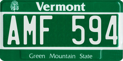 VT license plate AMF594