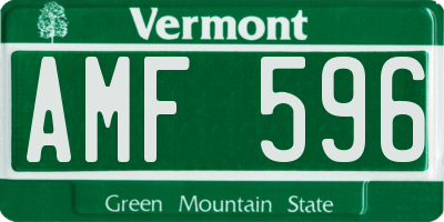 VT license plate AMF596