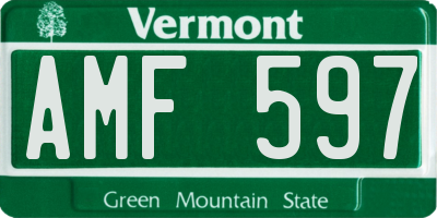 VT license plate AMF597