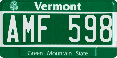 VT license plate AMF598