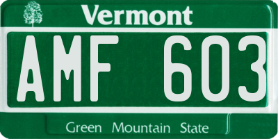 VT license plate AMF603