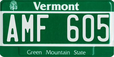VT license plate AMF605